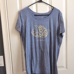 Blue T-Shirt with Lemon Graphic